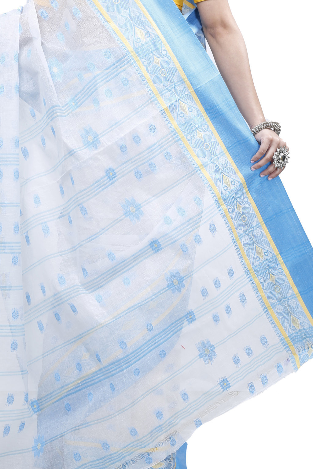 Sky Blue Pure Cotton BolLata_Tant Tant Saree (199)